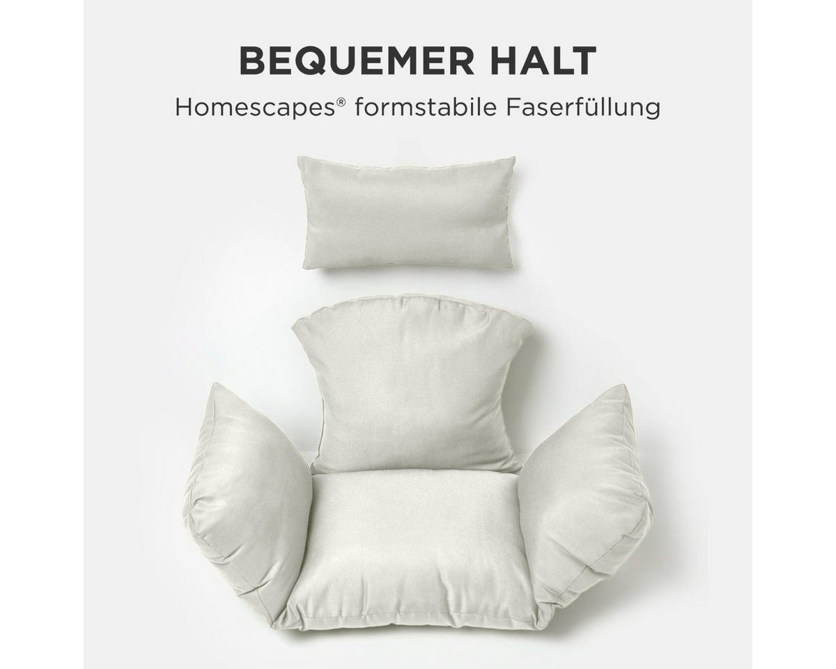 Hängesessel-kissen Outdoor Natur Mit Kopfstütze, Polster-auflage Für Hängeschaukel, Hängekorb-stuhl, 2-teilig Mit Kopfteil Und Bindebändern, Weich & Wetterfest - Homescapes Bild 4