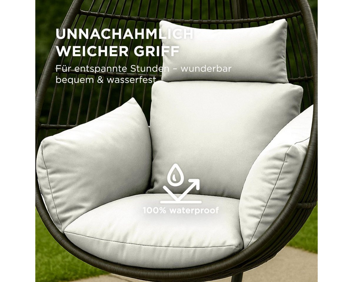 Hängesessel-kissen Outdoor Natur Mit Kopfstütze, Polster-auflage Für Hängeschaukel, Hängekorb-stuhl, 2-teilig Mit Kopfteil Und Bindebändern, Weich & Wetterfest - Homescapes Bild 5