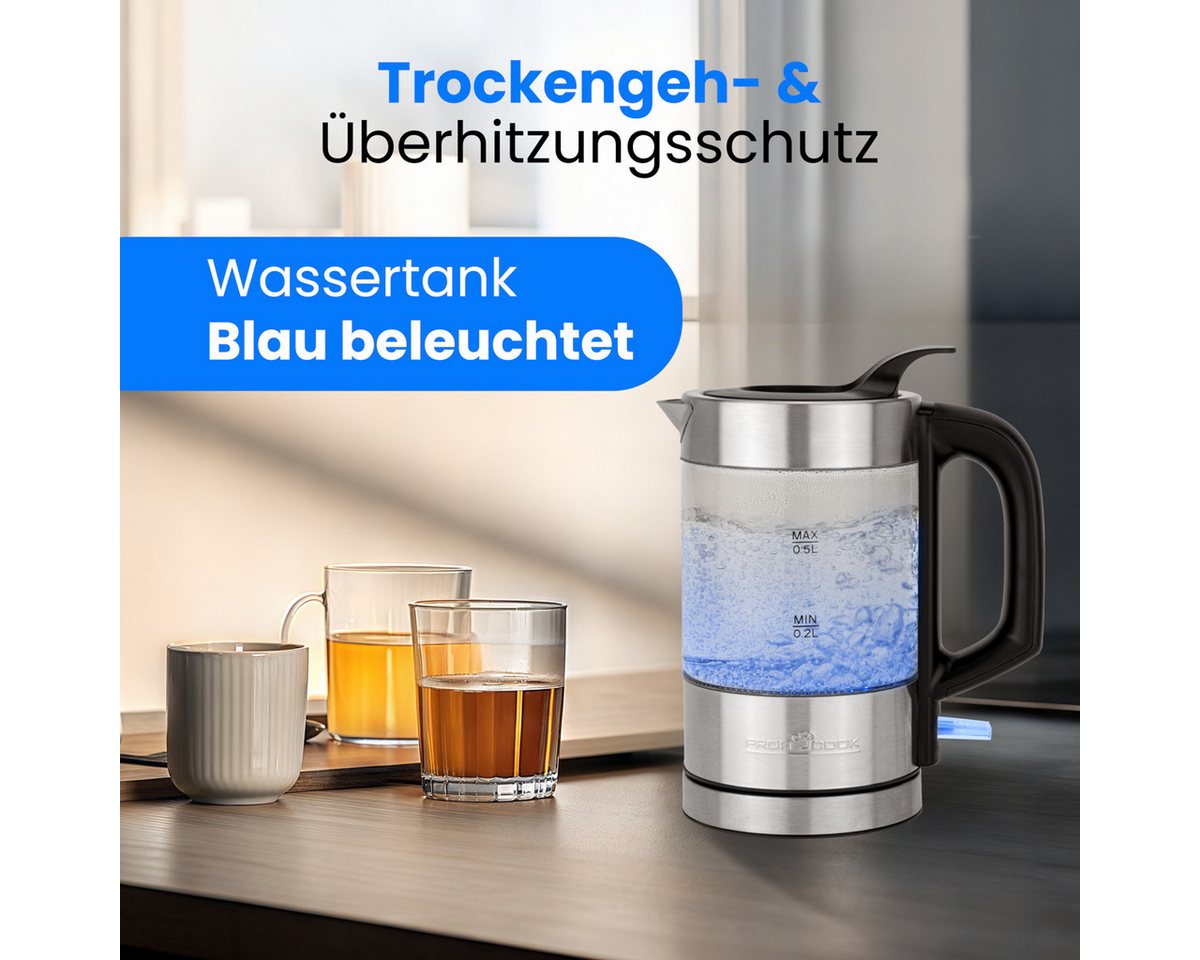 Glas-Wasserkochher PC-WKS 1228 G, Wasserkocher Bild 2