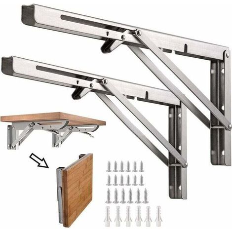 2 Stück Klappbare Regalträger – 8 Zoll – Klappbare Regalträger Aus Edelstahl – Maximale Traglast 50 Kg – Silber
