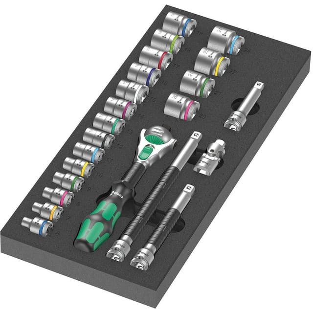 9721 Schaumstoffeinlage 8000 B Zyklop Knarre 3/8" Set 1, 23‑teilig, Werkzeug-Set