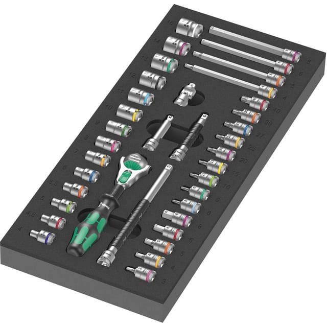 9720 Schaumstoffeinlage 8000 A Zyklop Knarre 1/4" Set 1, 37‑teilig, Werkzeug-Set