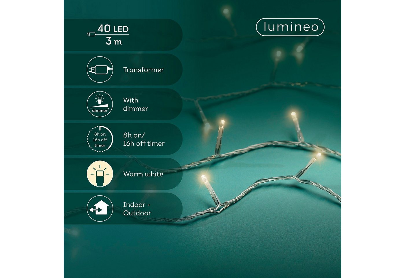 Kaemingk - Lumineo Led Lichterkette Basic 300 Cm 40 Lichter Warmweiß Bild 5