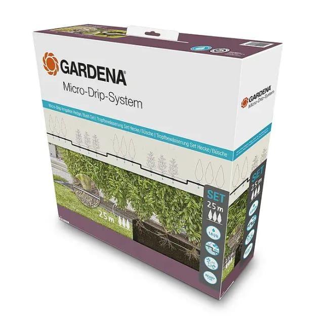 Micro-Drip-System Tropfbewässerung Hecken/Büsche Set, 25 Meter, Tropfer