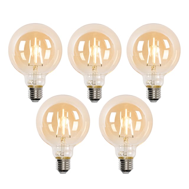 Luedd - Set Mit 5 Smart E27 Led-glühbirnen G95 Gold 4,9w 470lm 1800-4000k