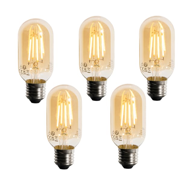 Set Mit 5 E27 Dimmbare Led-lampe Gold T45 4w 300 Lm 2200k