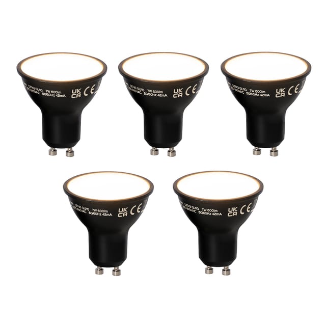 Set Mit 5 Intelligente Dimmbare Gu10-led-lampe Schwarz 7w 600 Lm 3000k
