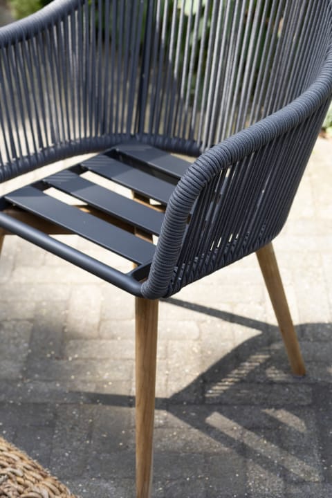 Diningsessel Solana Rope dark grey inkl.Kissen uni grey