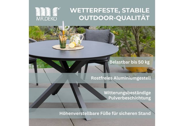 Tisch Malaga 120cm rund dark grey Aluminium