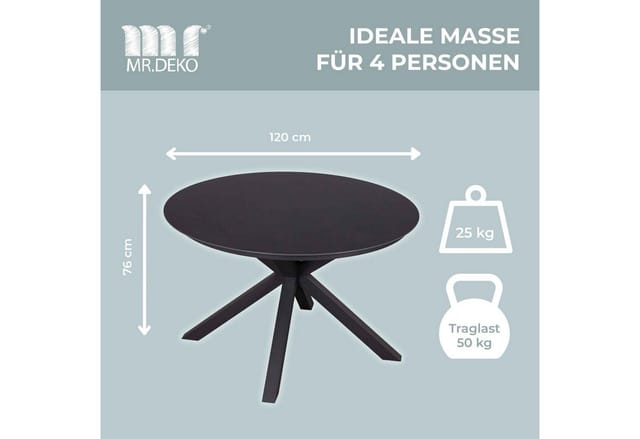 Tisch Almeria 120cm rund light grey Aluminium