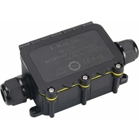 1 Stück Ip68 Wasserdichte Anschlussdose, 2-wege-anschlussdose, Einfach Zu Installierendes Außengehäuse Für Kabel Mit 5–12 Mm Durchmesser, Schwarz