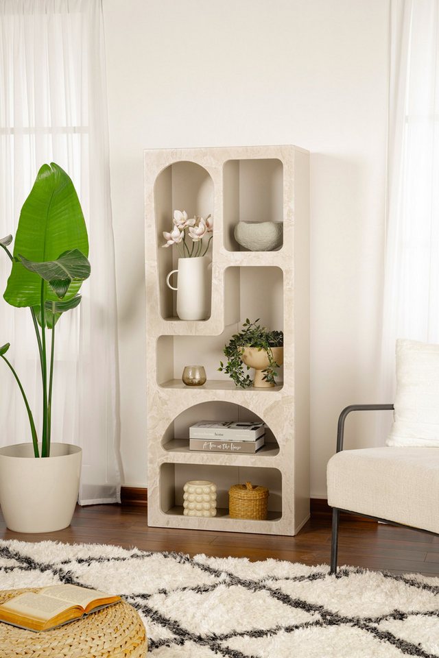 Regal Mit 5 Fächern - Marmor-optik Weiß - Luela Bild 3