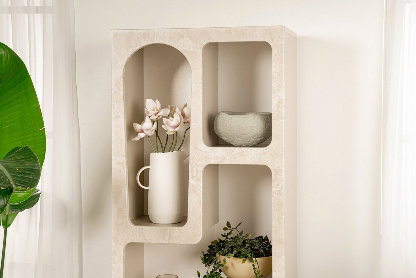 Regal Mit 5 Fächern - Marmor-optik Weiß - Luela Bild 5