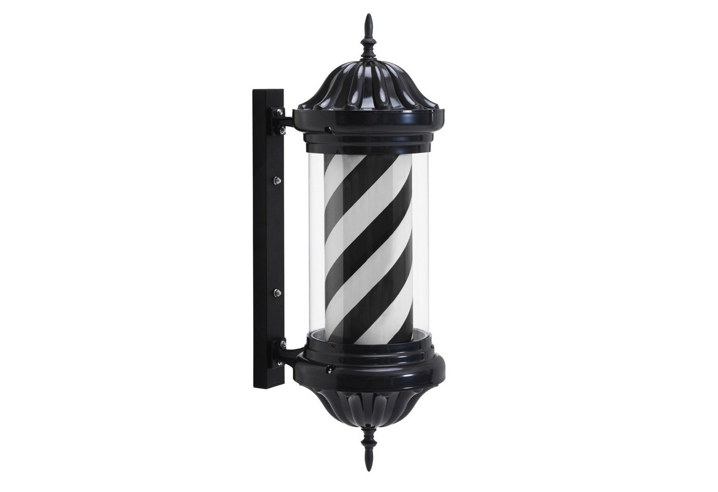 Barberpub - Barber Pole Barbierstab, Barbershop Friseurstange Mit Led Leucht Salon Einrichtung, Drehbar Stange Friseursalon, Schwarze Weiße Streifen, Barbier Stange Licht 70 Cm, Energie Sparen L054bb Bild 3