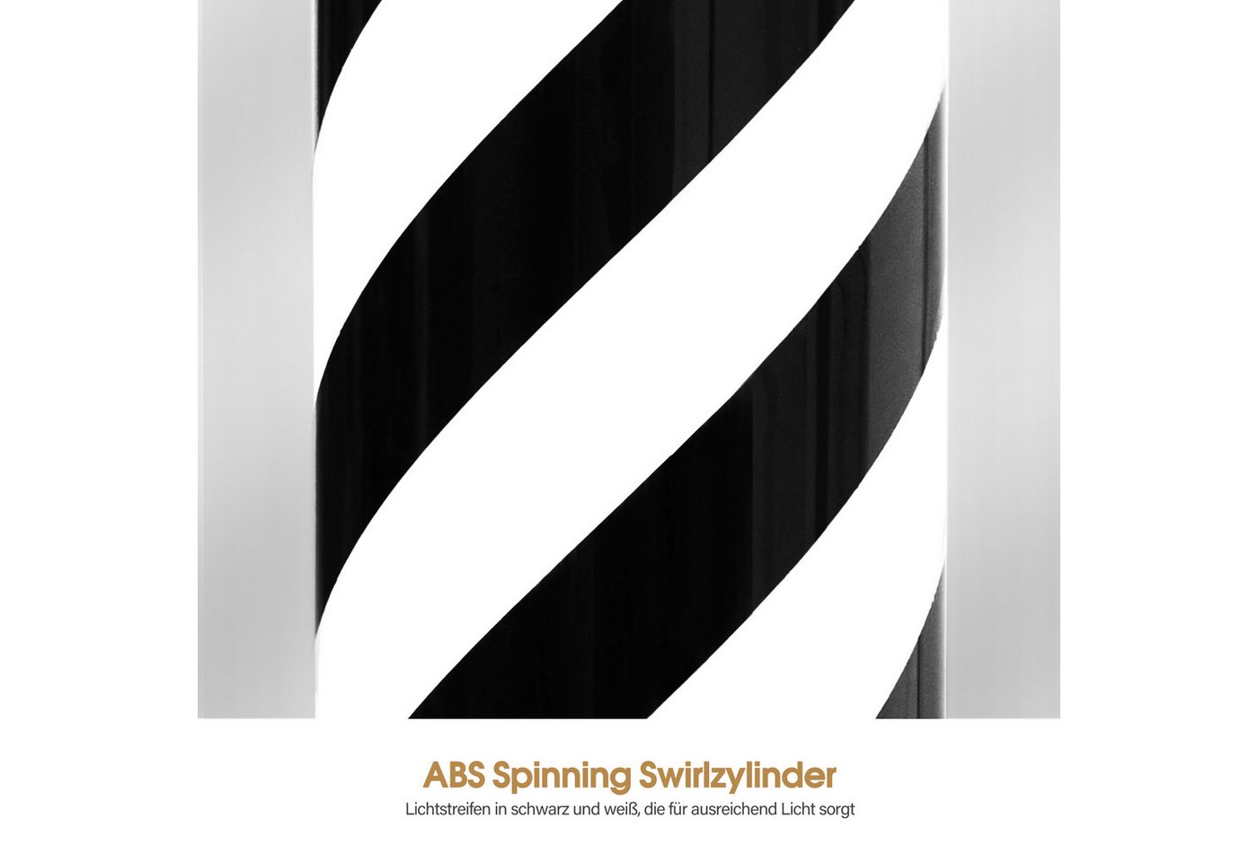 Barberpub - Barber Pole Barbierstab, Barbershop Friseurstange Mit Led Leucht Salon Einrichtung, Drehbar Stange Friseursalon, Schwarze Weiße Streifen, Barbier Stange Licht 70 Cm, Energie Sparen L054bb Bild 5