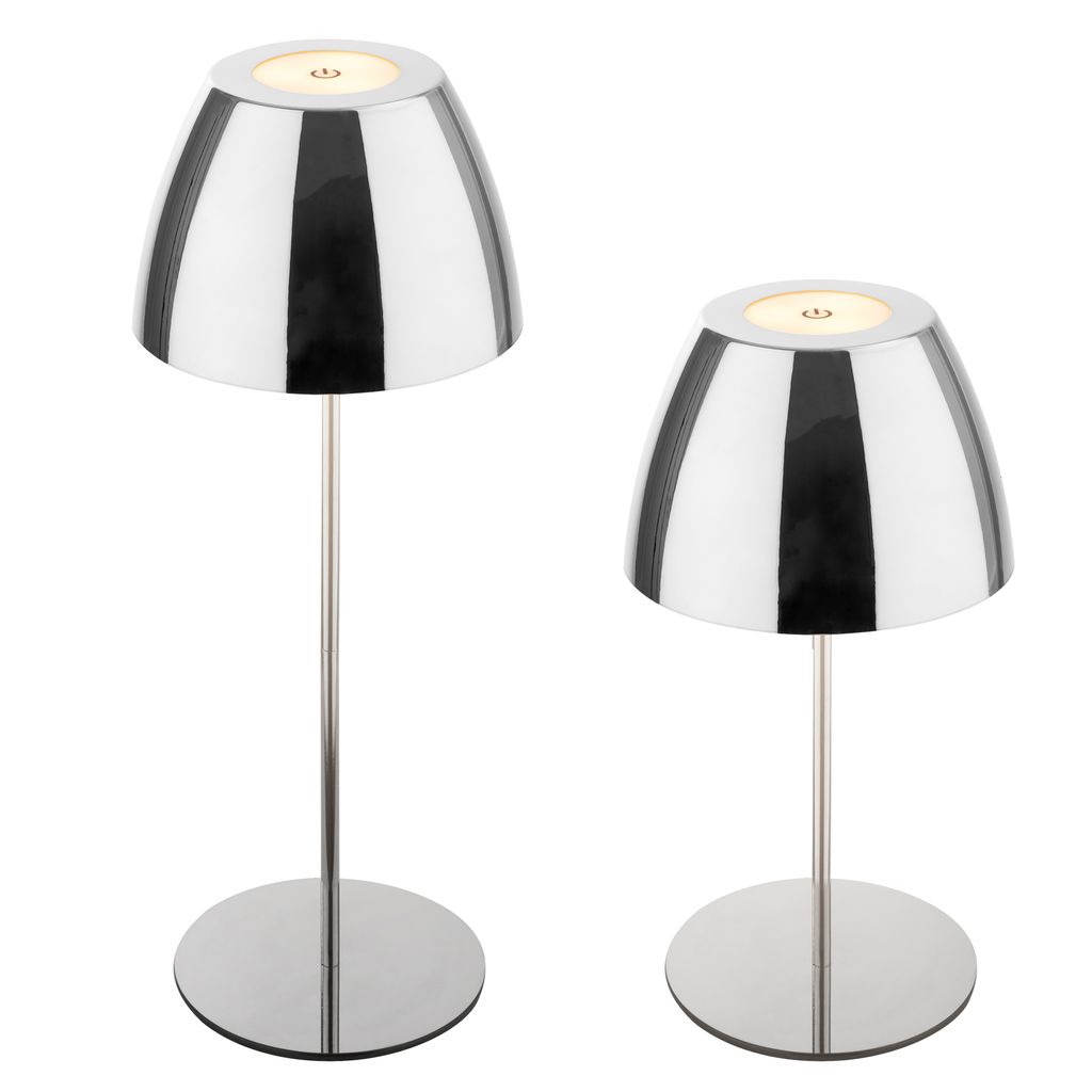 Briloner Serina Led Tischlampe Kabellos Ip44, Dimmbar, Touch, Kabellos, Spritzwasserschutz, Chrom, Ø13,5 X 36 Cm