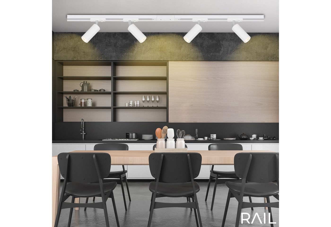 Briloner - Rail Schienensystem, Komplettset, 4x Led Spots, Dimmbar, Einspeisung, Weiß, 1,5 M Bild 2