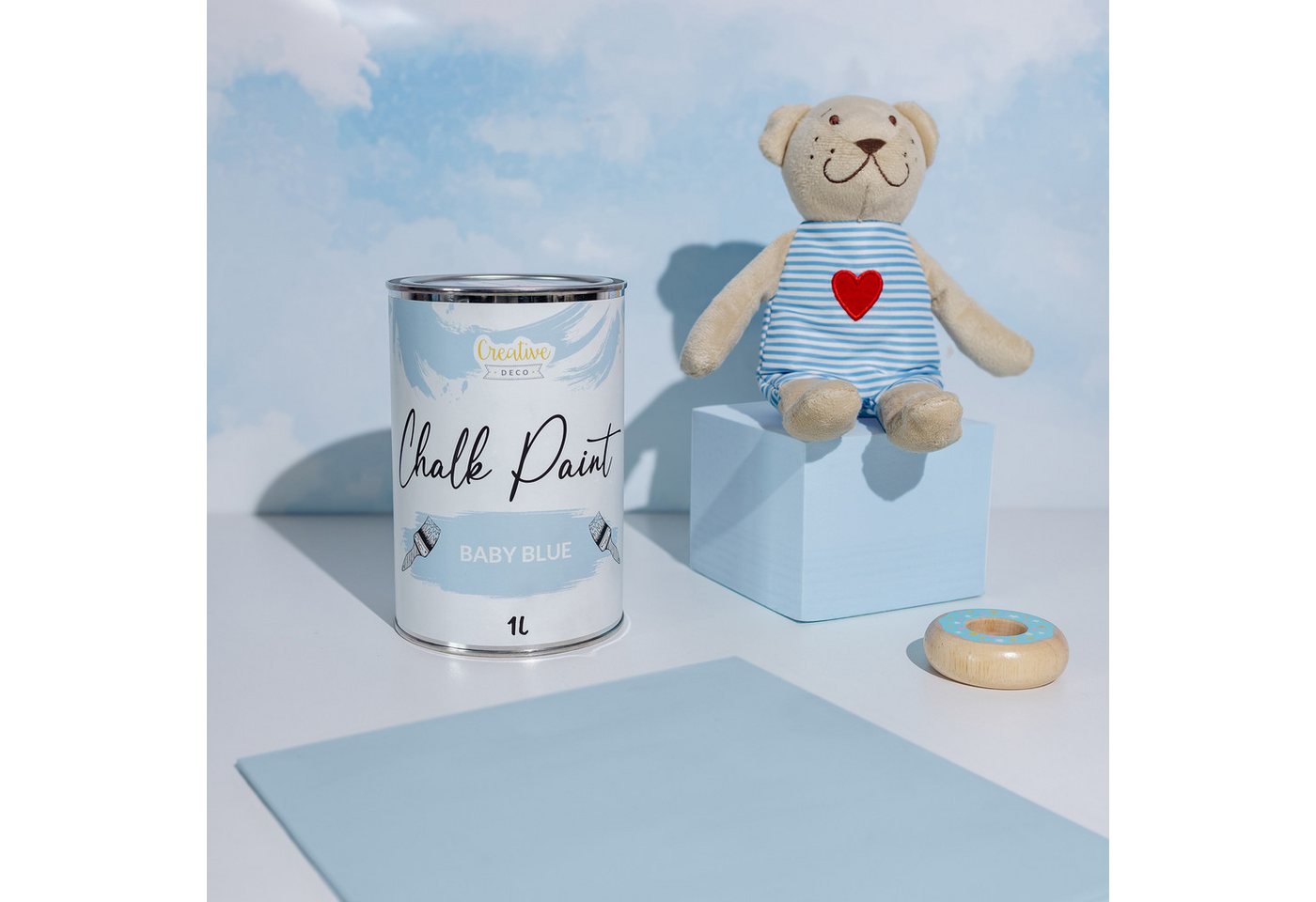 Creative Deco Kreidefarbe Babyblau 1l Matt Und Abwaschbar Für Holzmöbel Bild 5