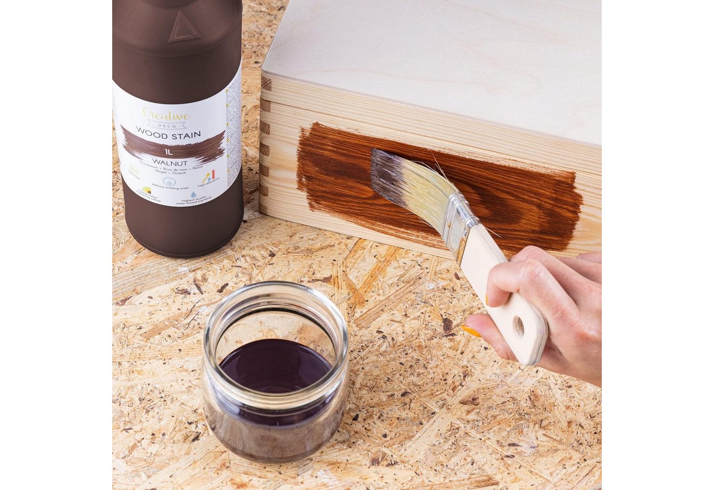 Creative Deco Holzbeize Auf Wasserbasis 1l Walnuss Holz Farbe Schnelltrocknender Lack