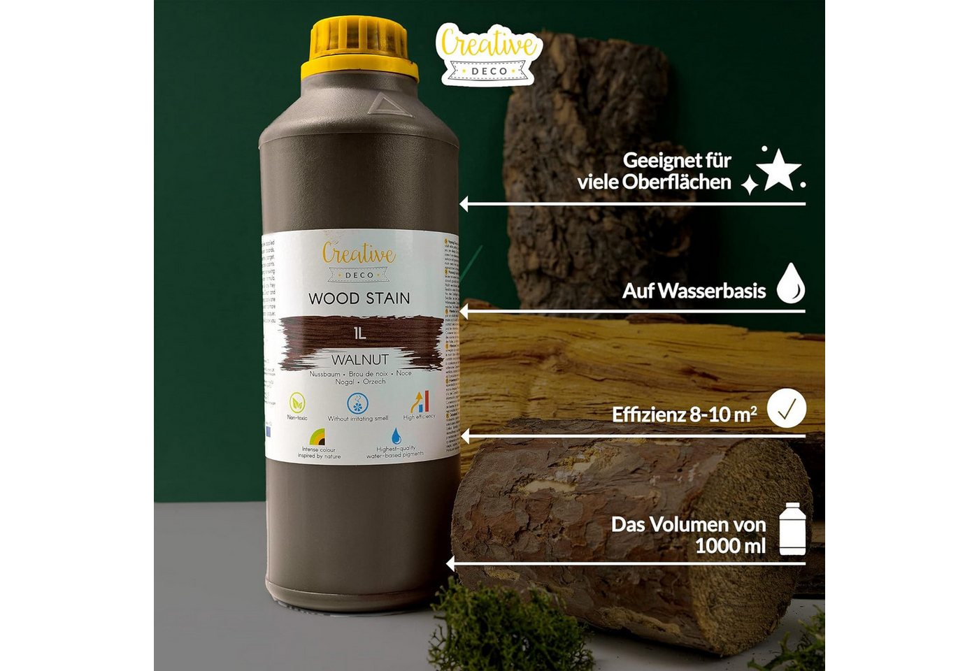Creative Deco Holzbeize Auf Wasserbasis 1l Walnuss Holz Farbe Schnelltrocknender Lack Bild 4