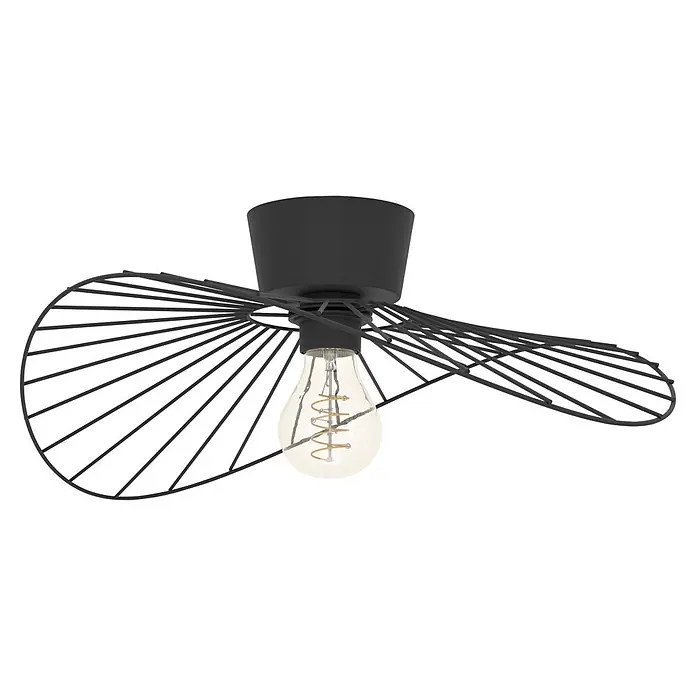 Eglo Deckenleuchte rund Arroturas (40 W, Ø x H: 56 x 17,5 cm, Schwarz)