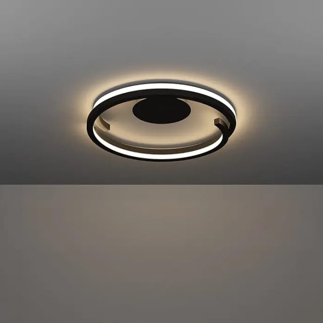 Eglo LED-Deckenleuchte rund Mezzomonte (20 W, Ø x H: 48 x 5 cm, Schwarz, Warmweiß)