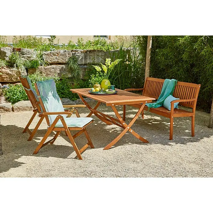 Gartenmöbel-Set Diana (4 -tlg., Akazie, Naturbraun, Hochlehner, Bank: B x T x H: 116 x 59 x 90 cm)