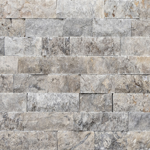 WOHNRAUSCH Wandverblender »Mudra Grey«, 0,5 m², L:10-50 cm, B: 2-3 cm, H: 7,5 cm, Travertin, offenporig, gespalten, grau, beige braun