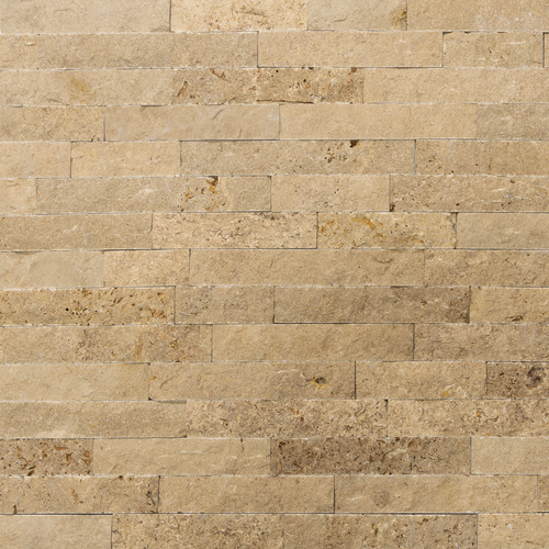 WOHNRAUSCH Wandverblender »Keona Brown«, 0,5 m², L: 10-50 cm, B: 2-3 cm, H: 5 cm, Travertin, offenporig, gespalten, braun beige Bild 4