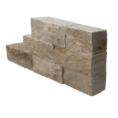 WOHNRAUSCH Travertin-Mauersteine, 0,5 m², Travertin, braun, L: 20-50 cm, B: 18-20 cm, H: 15 cm, offenporig, gespalten, getrommelt