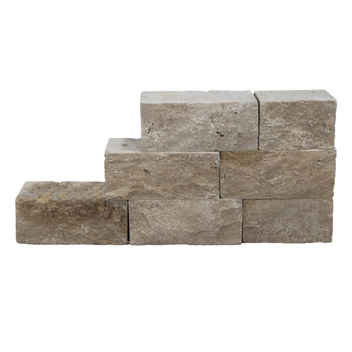 WOHNRAUSCH Travertin-Mauersteine, 0,5 m², Travertin, braun, L: 20-50 cm, B: 18-20 cm, H: 15 cm, offenporig, gespalten, getrommelt Bild 2