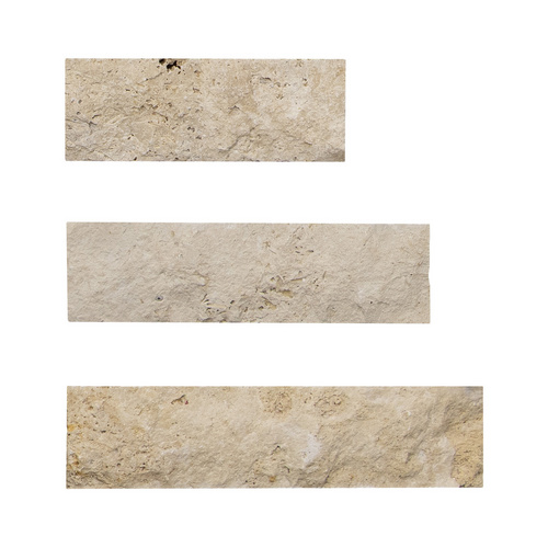 WOHNRAUSCH Wandverblender »Tosca Cream«, 0,5 m², L: 10-50 cm, B: 2-3 cm, H 7,5 cm, Travertin, offenporig, gespalten, beige Bild 4