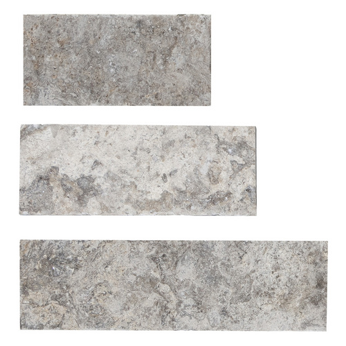 WOHNRAUSCH Wandverblender »Mudra Grey«, 0,5 m², L: 10-50 cm, B: 2-3 cm, H: 10 cm, Travertin, offenporig, gespalten, grau, beige braun