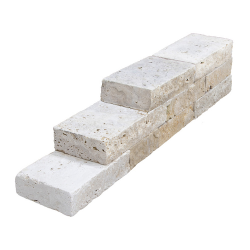 WOHNRAUSCH Travertin-Mauersteine, 0,5 m², Travertin, beige, L: 20-50 cm, B: 18-20 cm, H: 7,5 cm, offenporig, gespalten, getrommelt