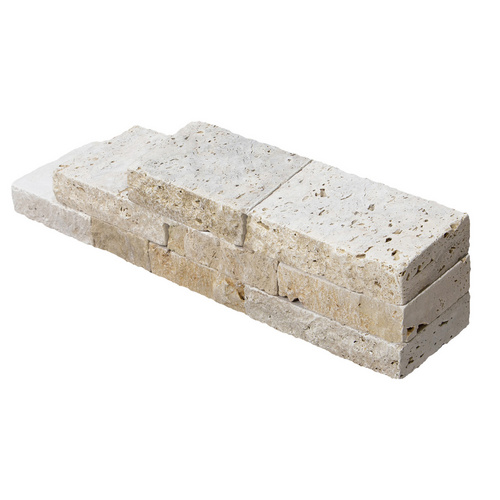 WOHNRAUSCH Travertin-Mauersteine, 0,5 m², Travertin, beige, L: 20-50 cm, B: 18-20 cm, H: 7,5 cm, offenporig, gespalten, getrommelt Bild 2