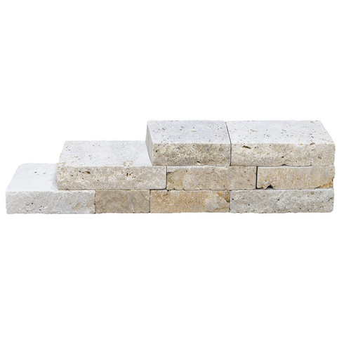 WOHNRAUSCH Travertin-Mauersteine, 0,5 m², Travertin, beige, L: 20-50 cm, B: 18-20 cm, H: 7,5 cm, offenporig, gespalten, getrommelt Bild 3