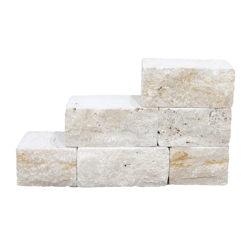 WOHNRAUSCH Travertin-Mauersteine, 0,5 m², Travertin, beige, L: 20-50 cm, B: 18-20 cm, H: 22,5 cm, offenporig, gespalten, getrommelt