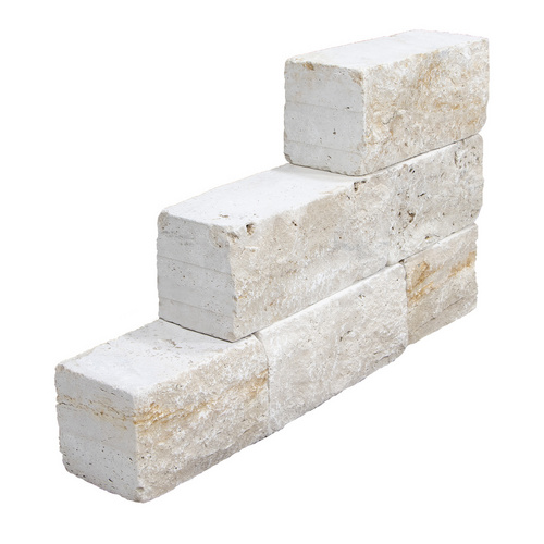 WOHNRAUSCH Travertin-Mauersteine, 0,5 m², Travertin, beige, L: 20-50 cm, B: 18-20 cm, H: 22,5 cm, offenporig, gespalten, getrommelt Bild 2