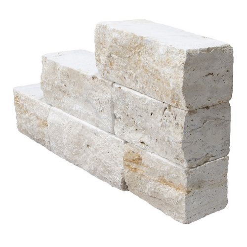 WOHNRAUSCH Travertin-Mauersteine, 0,5 m², Travertin, beige, L: 20-50 cm, B: 18-20 cm, H: 22,5 cm, offenporig, gespalten, getrommelt Bild 3