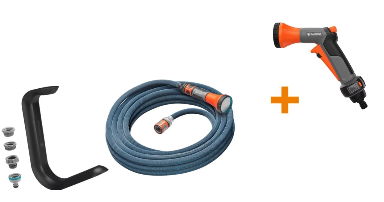 Gardena Textilschlauch Liano Xtreme mit TapFix 13 mm (1/2) 10 m inkl. Bewässerungsbrause AquaCount