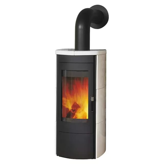 HARK Kachelofen »Tiamo EX«, cremeweiß, Kacheln, 6 kW, Dauerbrand geeignet - schwarz