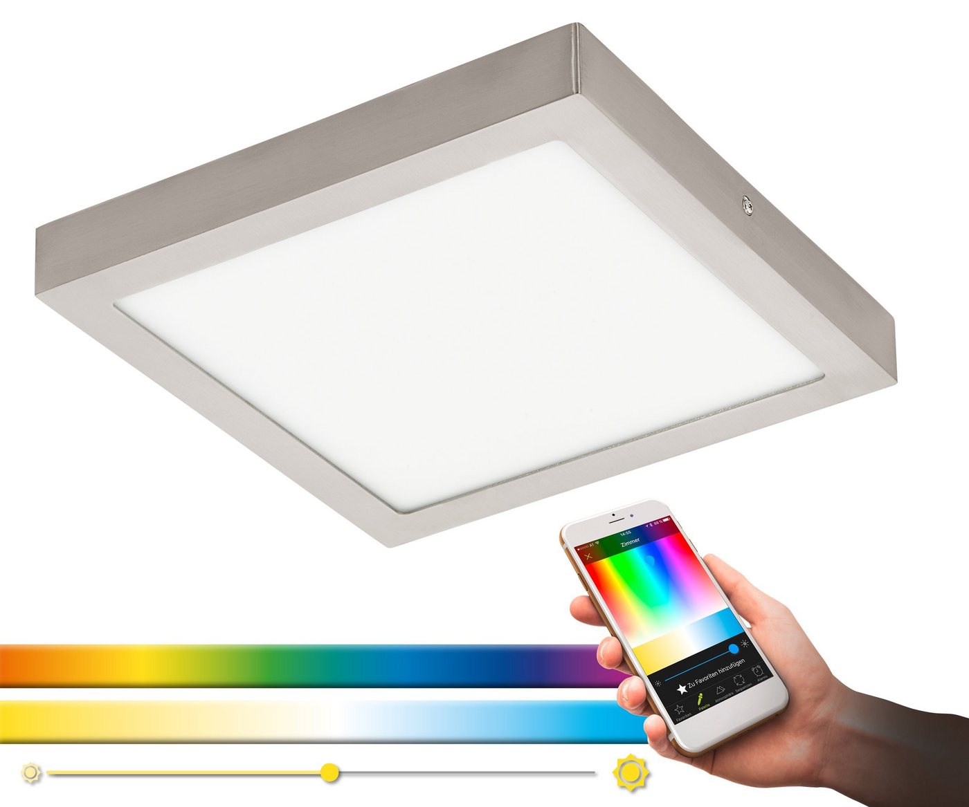 EGLO connect LED-Aufbauleuchte »FUEVA-C«, dimmbar, inkl. Leuchtmittel in RGBW - silberfarben Bild 4