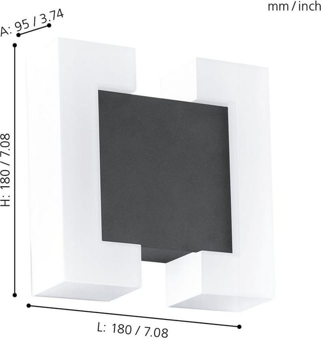 EGLO LED-Außenwandleuchte »SITIA«, 2x4,8W, 1100 lm, 3000 k, anthrazit, IP44, (HxL): 18 x 18 cm - schwarz