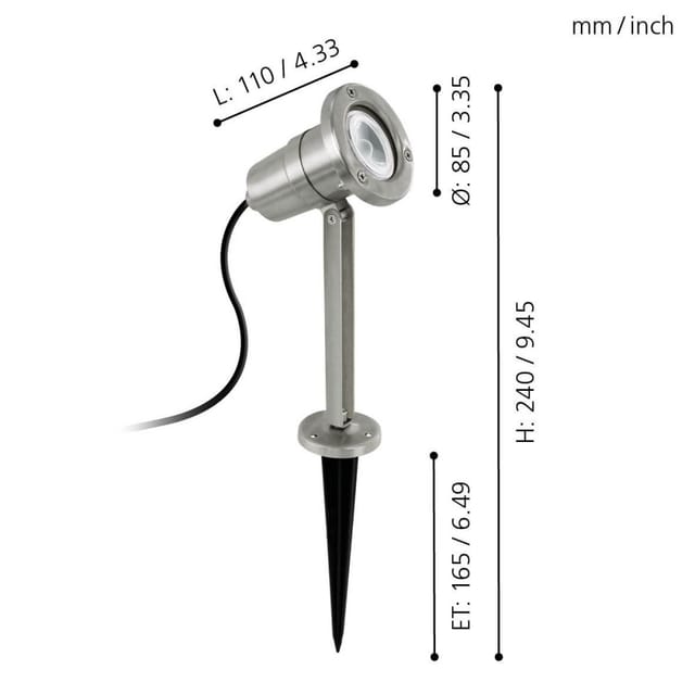 EGLO LED-Außenstrahler »NEMA«, 5W, 345 lm, (BxHxL): 8,5 x 24 x 11 cm - silberfarben