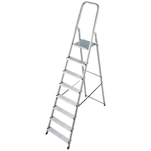 KRAUSE Stufen-Stehleiter »CORDA«, 8 Sprossen, Aluminium - silberfarben