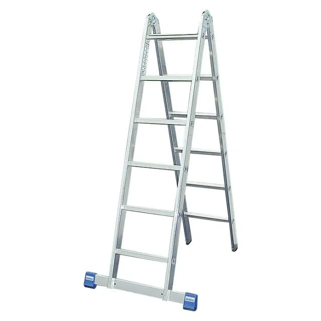 KRAUSE Doppelleiter »STABILO«, 12 Sprossen, Aluminium - silberfarben