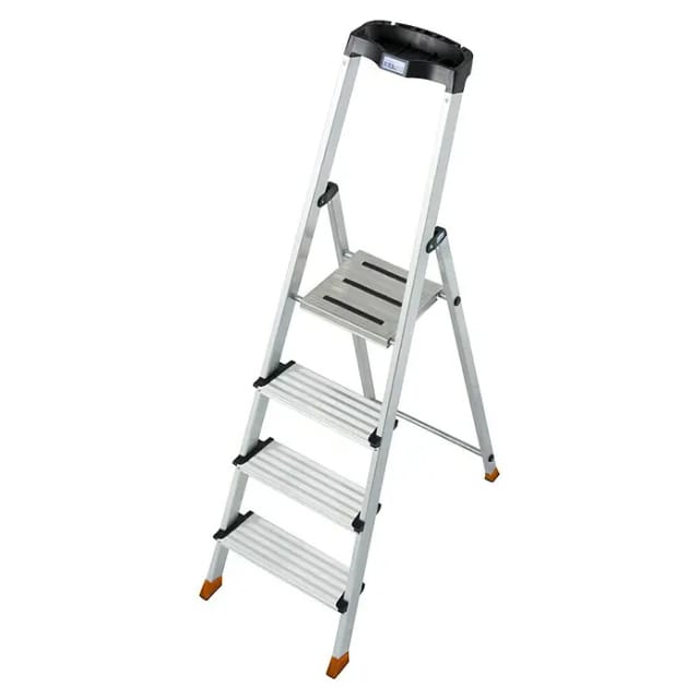KRAUSE Stufen-Stehleiter »MONTO Sepuro«, 4 Sprossen, Aluminium - silberfarben