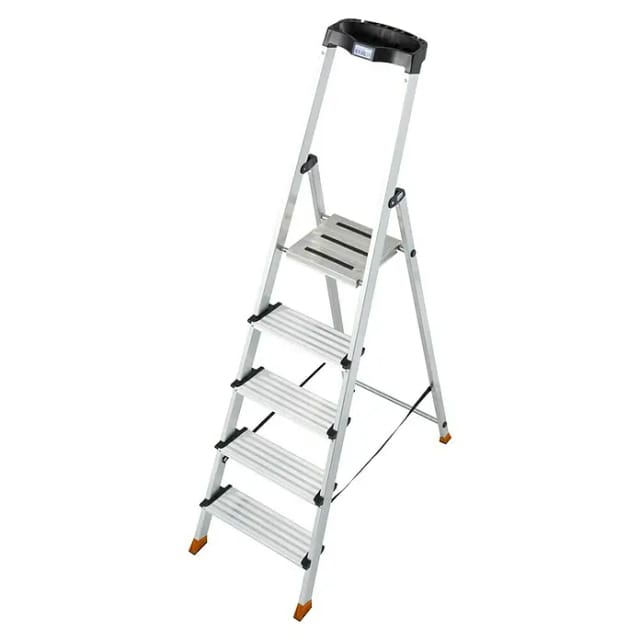 KRAUSE Stufen-Stehleiter »MONTO Sepuro«, 5 Sprossen, Aluminium - silberfarben