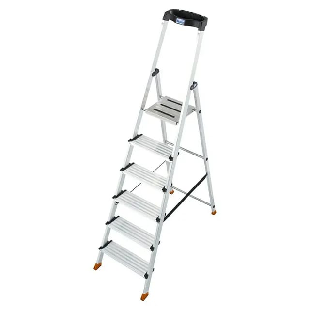 KRAUSE Stufen-Stehleiter »MONTO Sepuro«, 6 Sprossen, Aluminium - silberfarben