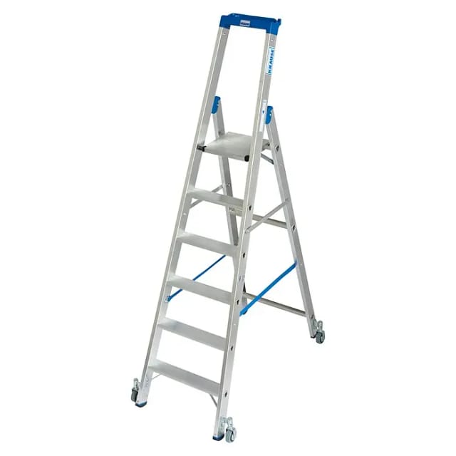 KRAUSE Stufen-Stehleiter »STABILO«, 6 Sprossen, Aluminium - silberfarben